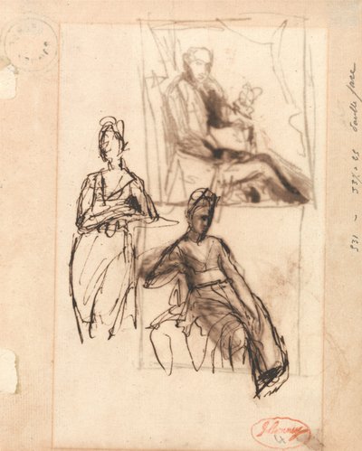 Seated Man and Seated Woman by George Romney